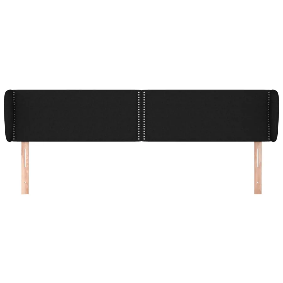 Tête de lit avec oreilles Noir 163x23x78/88 cm Tissu - 3