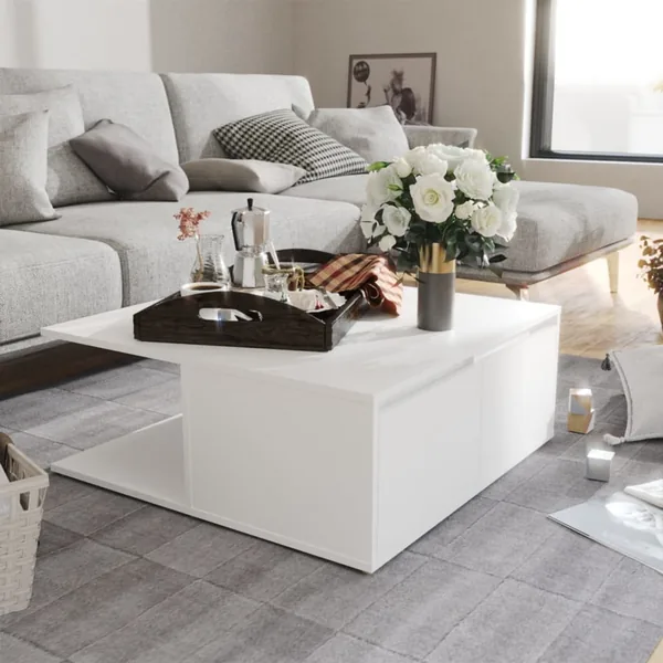 Table basse blanc 80x80x31 cm bois d'ingénierie