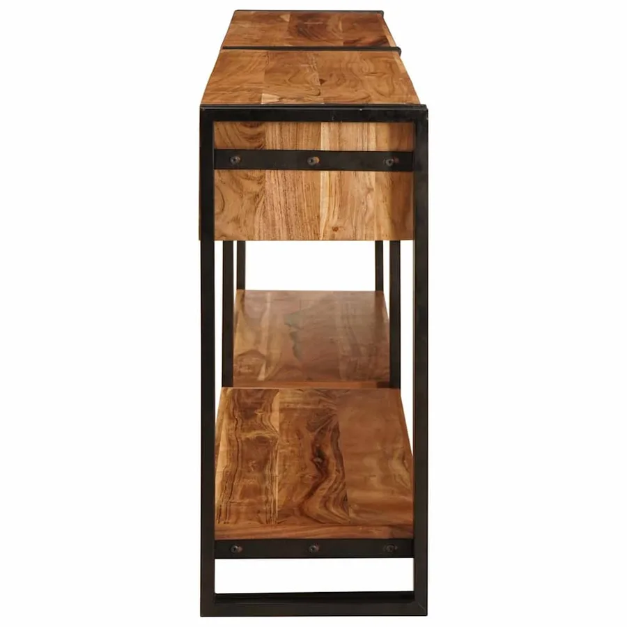 Tables console avec tiroir 2 pcs Marron Bois d'Acacia Massif - 6