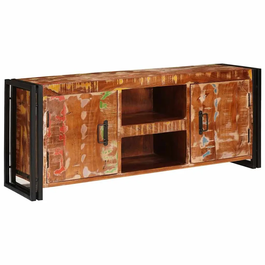 Meuble TV Multicolore 120 x 33 x 50 cm Bois massif recyclé - 2