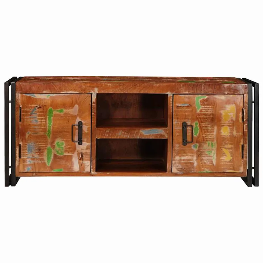 Meuble TV Multicolore 120 x 33 x 50 cm Bois massif recyclé - 5