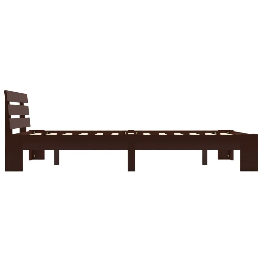 Cadre de lit sans matelas marron foncé pin massif 140x200 cm - 4