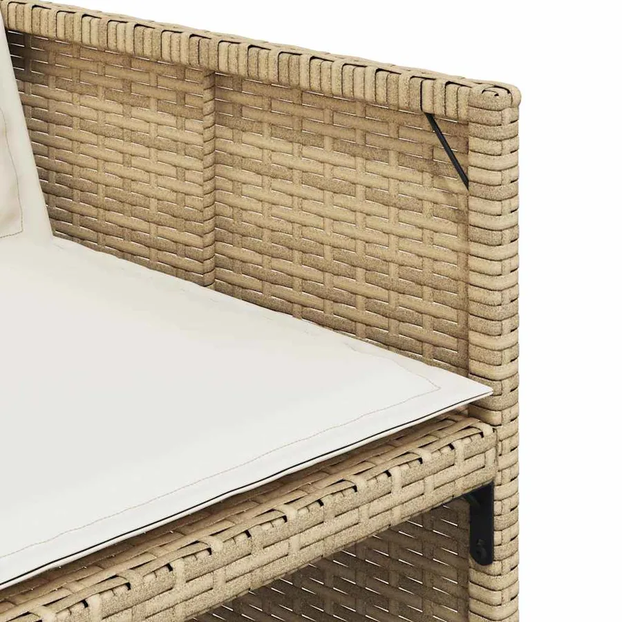 Chaises de jardin avec coussins lot de 4 beige résine tressée - 10