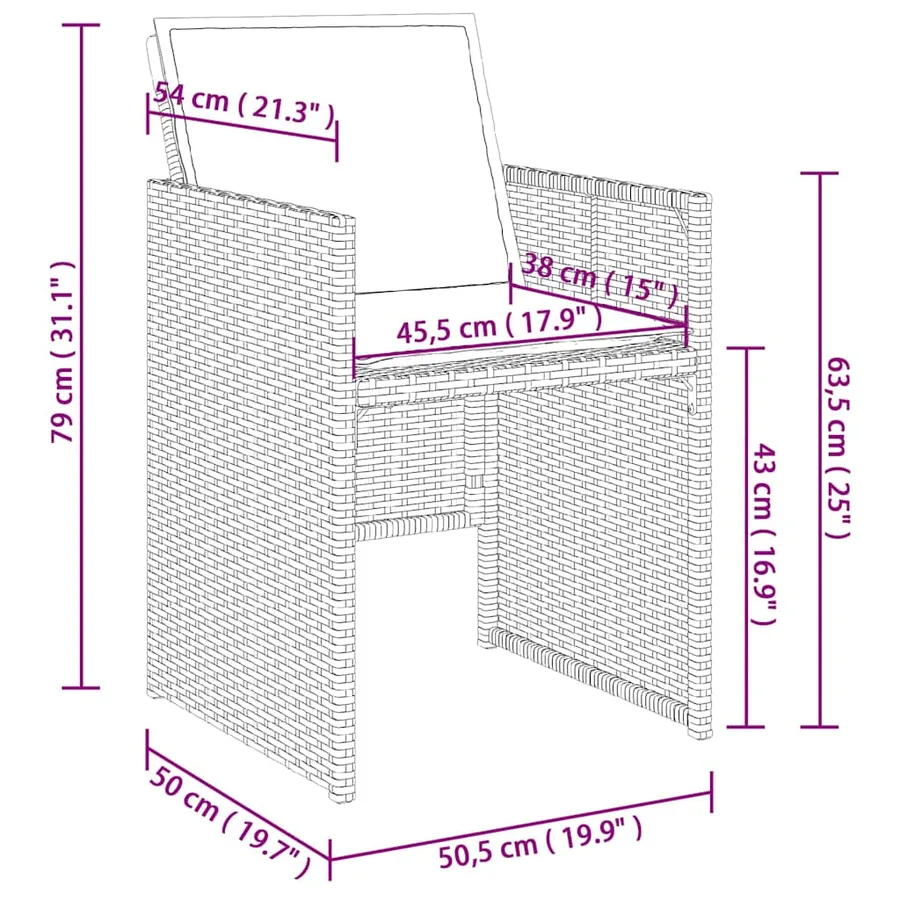 Chaises de jardin avec coussins lot de 4 beige résine tressée - 12