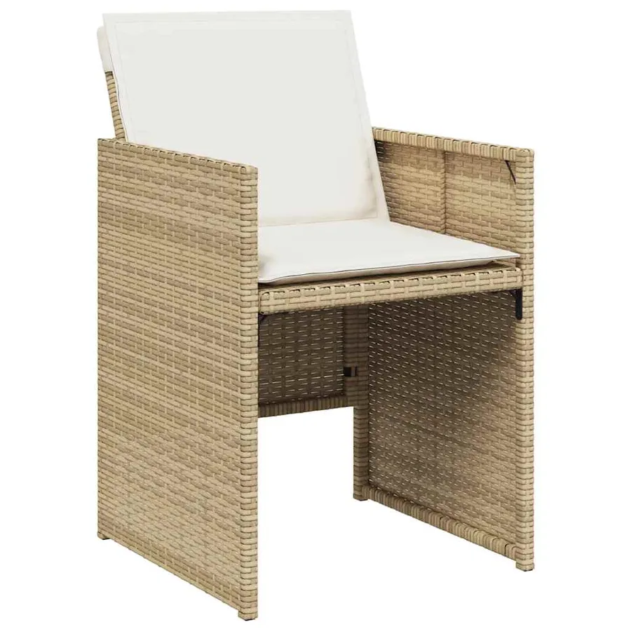 Chaises de jardin avec coussins lot de 4 beige résine tressée - 4