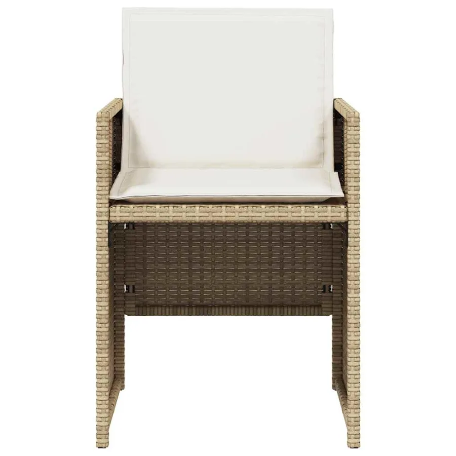 Chaises de jardin avec coussins lot de 4 beige résine tressée - 5