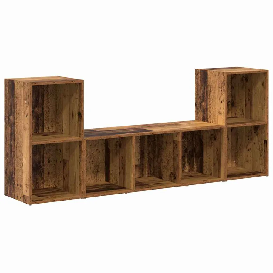 Ensemble meuble TV Montage mural 3 pcs Marron Bois d'ingénierie - 2