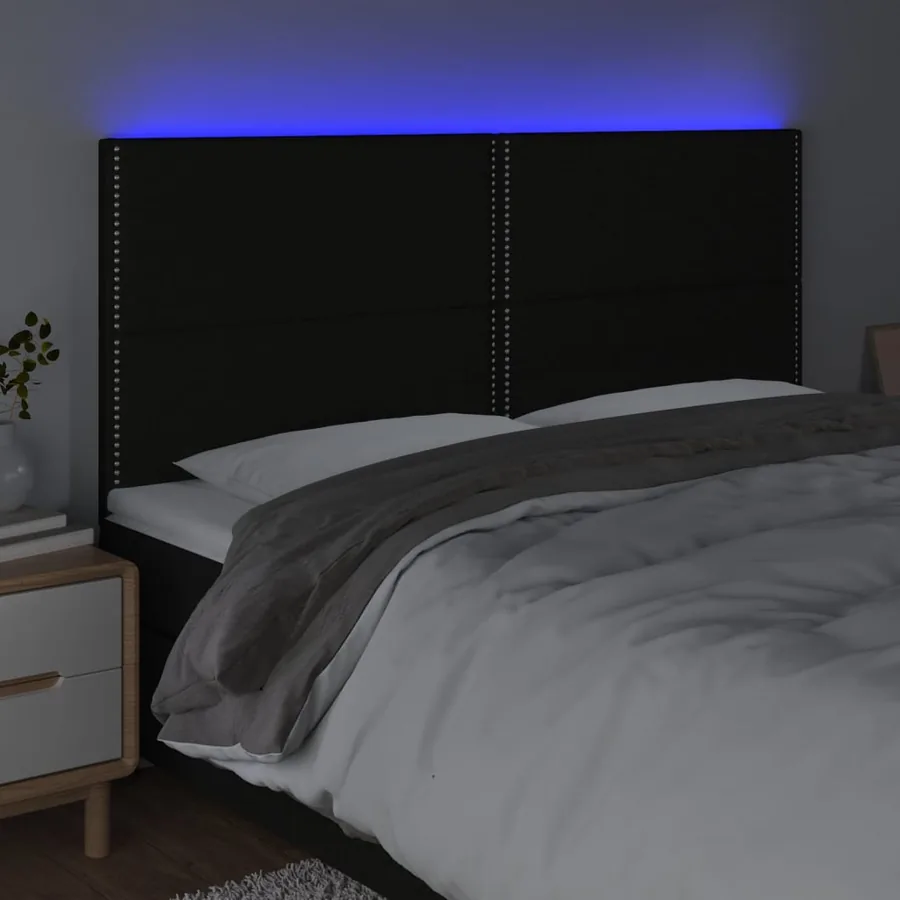 Tête de lit à LED Noir 160x5x118/128 cm Tissu - 3