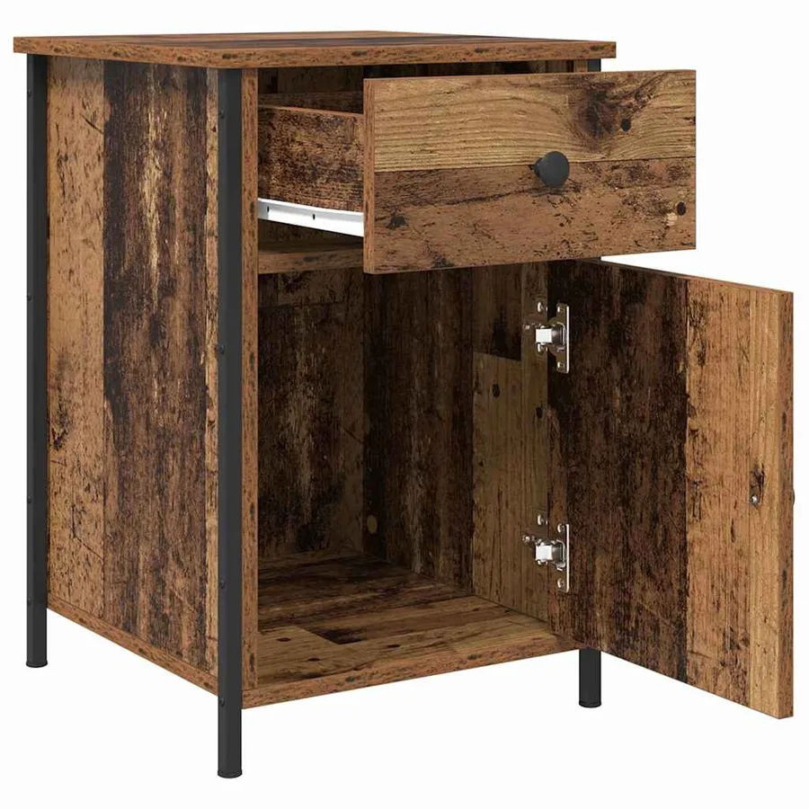 Cabinet de chevet avec tiroir 2 pcs Bois ancien 40 x 42 x 60 cm - 6