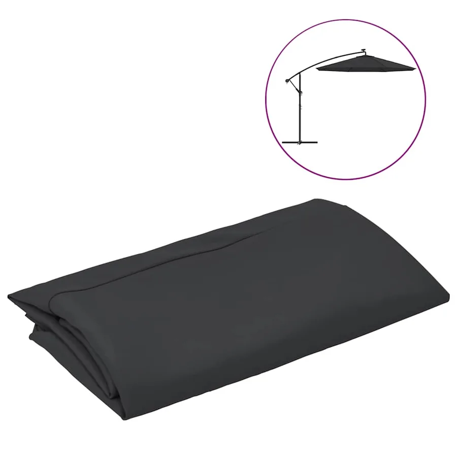 Tissu de remplacement pour parasol déporté noir 300 cm - 2