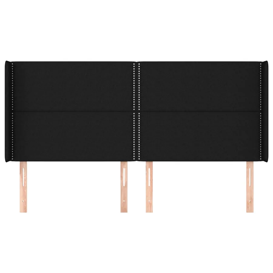Tête de lit avec oreilles Noir 163x16x118/128 cm Tissu - 3