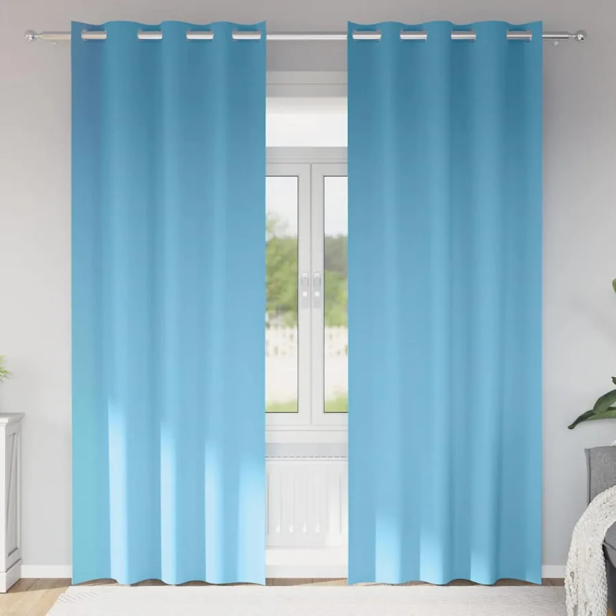 Rideaux occultants avec anneaux 2 pcs Bleu clair 260 x 140 cm