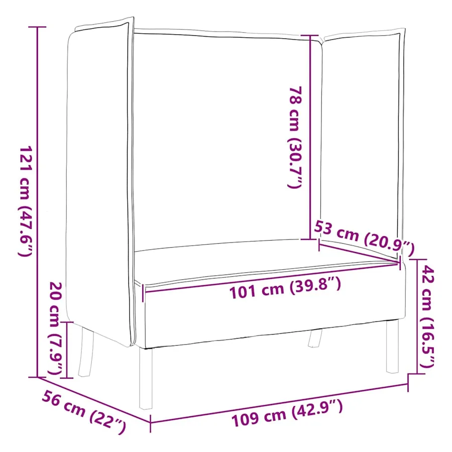 Canapé à Haut Dossier 101cm Jaune clair tissu - 8
