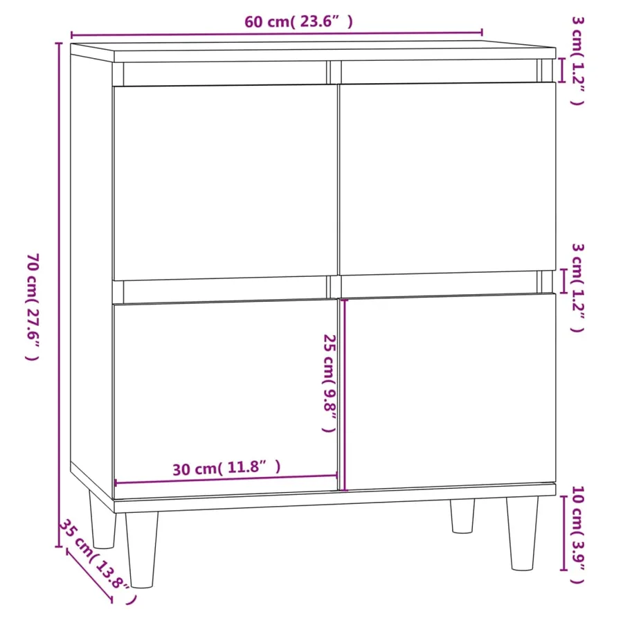 Buffet Blanc 60x35x70 cm Bois d'ingénierie - 10