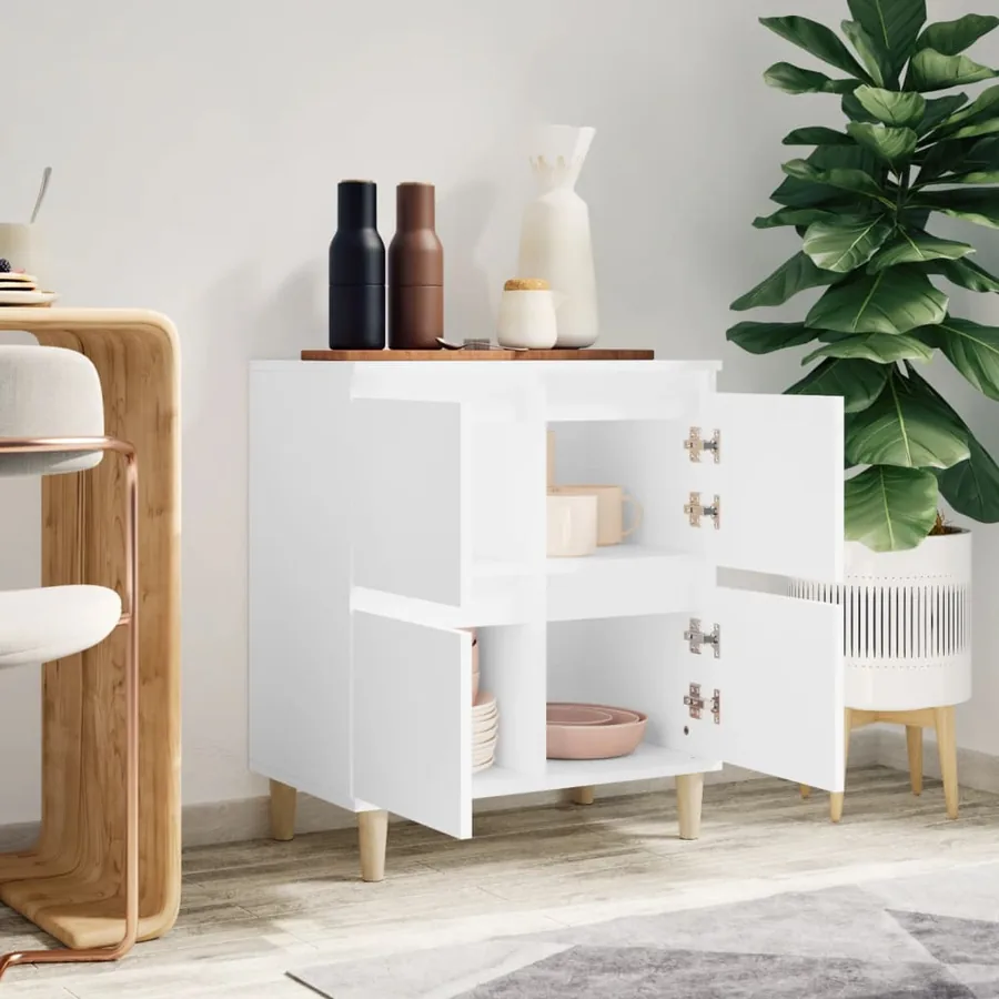 Buffet Blanc 60x35x70 cm Bois d'ingénierie - 3