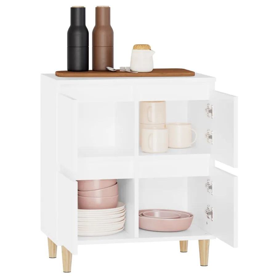 Buffet Blanc 60x35x70 cm Bois d'ingénierie - 5