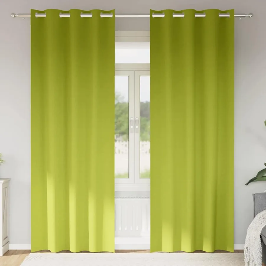 Rideaux occultants avec anneaux 2 pcs Vert 225 x 140 cm