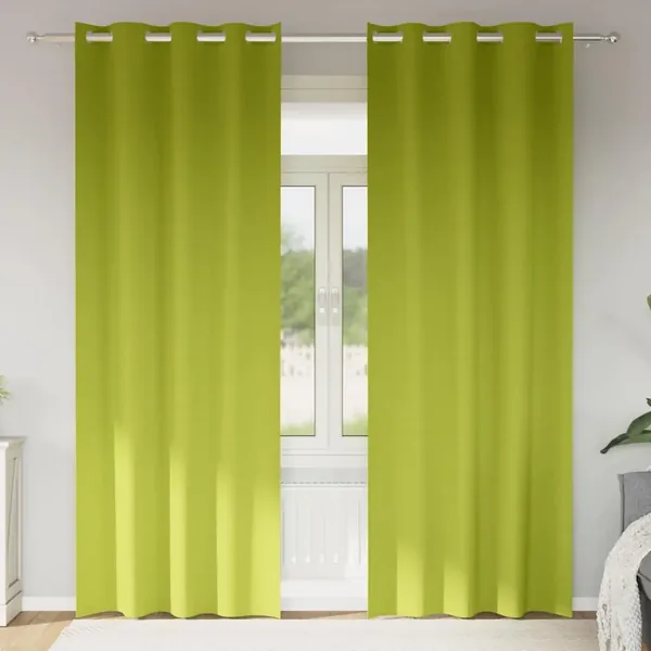 Rideaux occultants avec anneaux 2 pcs Vert 225 x 140 cm