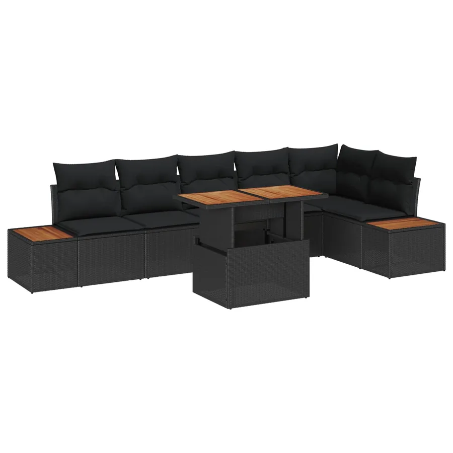 Ensemble de canapé de jardin 7 pc Noir et Marron