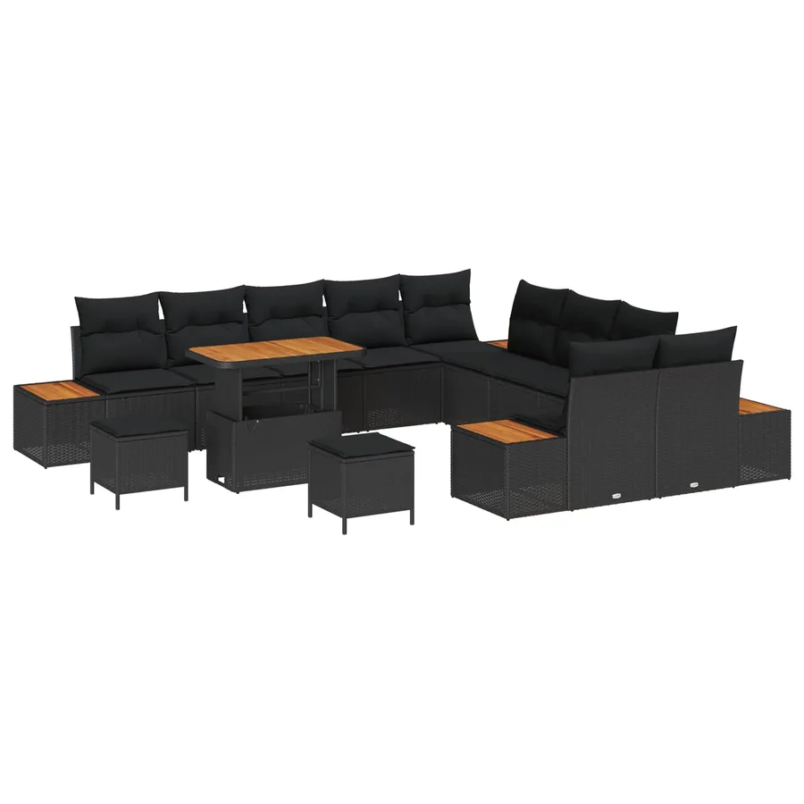 Ensemble de canapé de jardin avec coussin 13 pcs Noir - 2