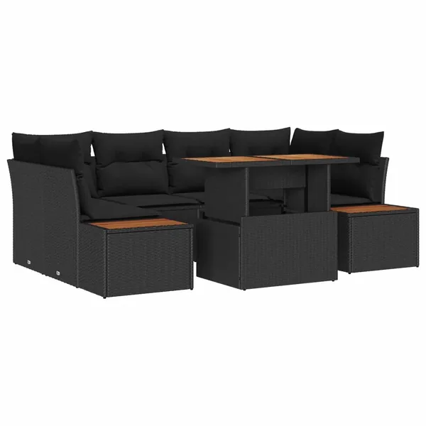 Ensemble de canapé de jardin 9 pc Noir et Marron