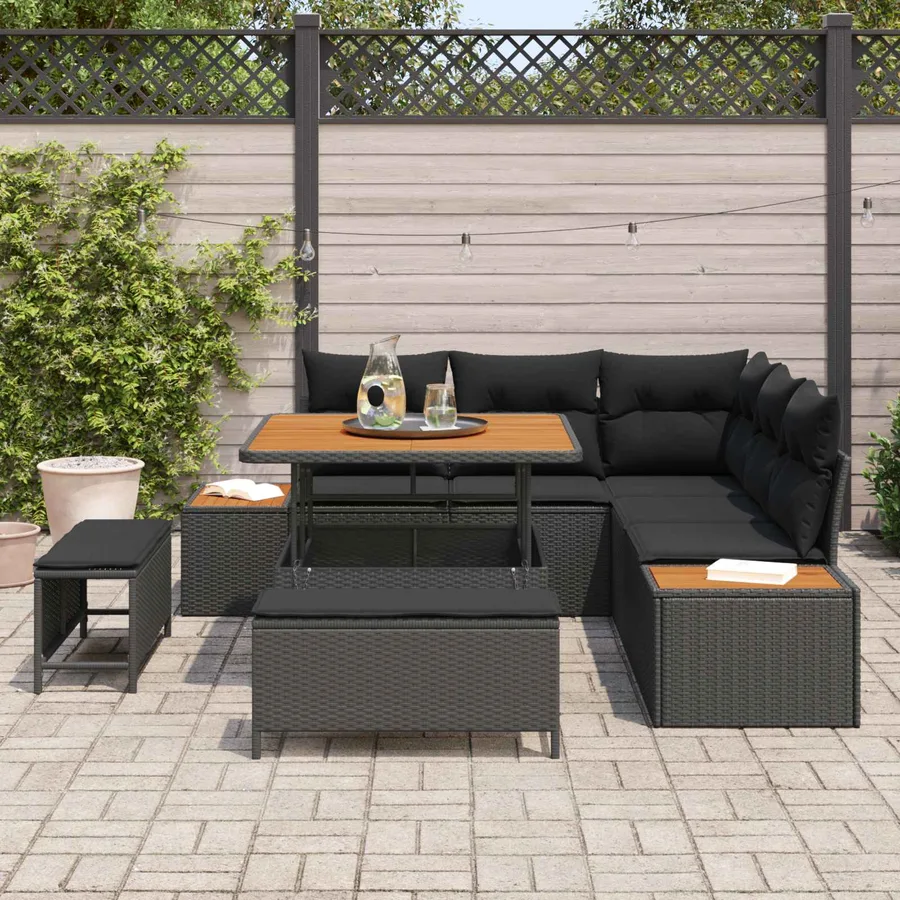 Ensemble de canapé de jardin avec coussin 8 pcs Noir - 3