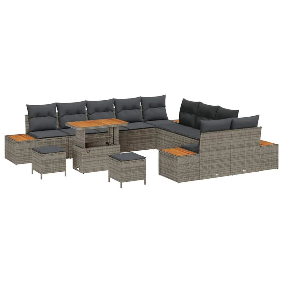 Ensemble de canapé de jardin 13 pcs Gris Poly rotin - 2