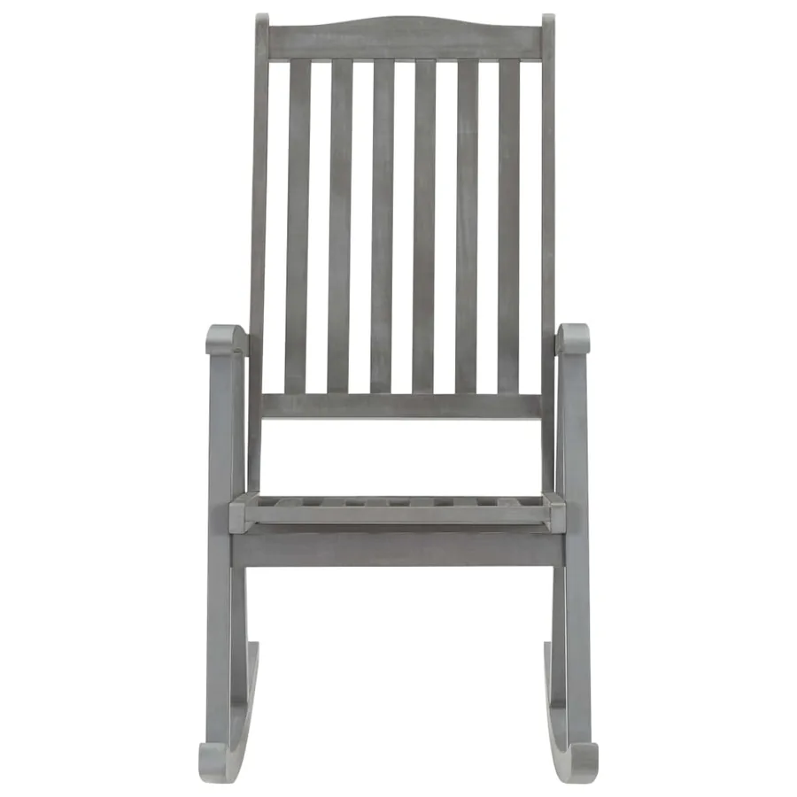 Chaise à bascule avec coussins Gris Bois d'acacia massif - 3