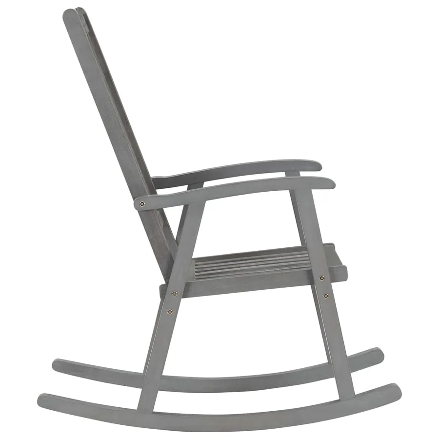 Chaise à bascule avec coussins Gris Bois d'acacia massif - 4