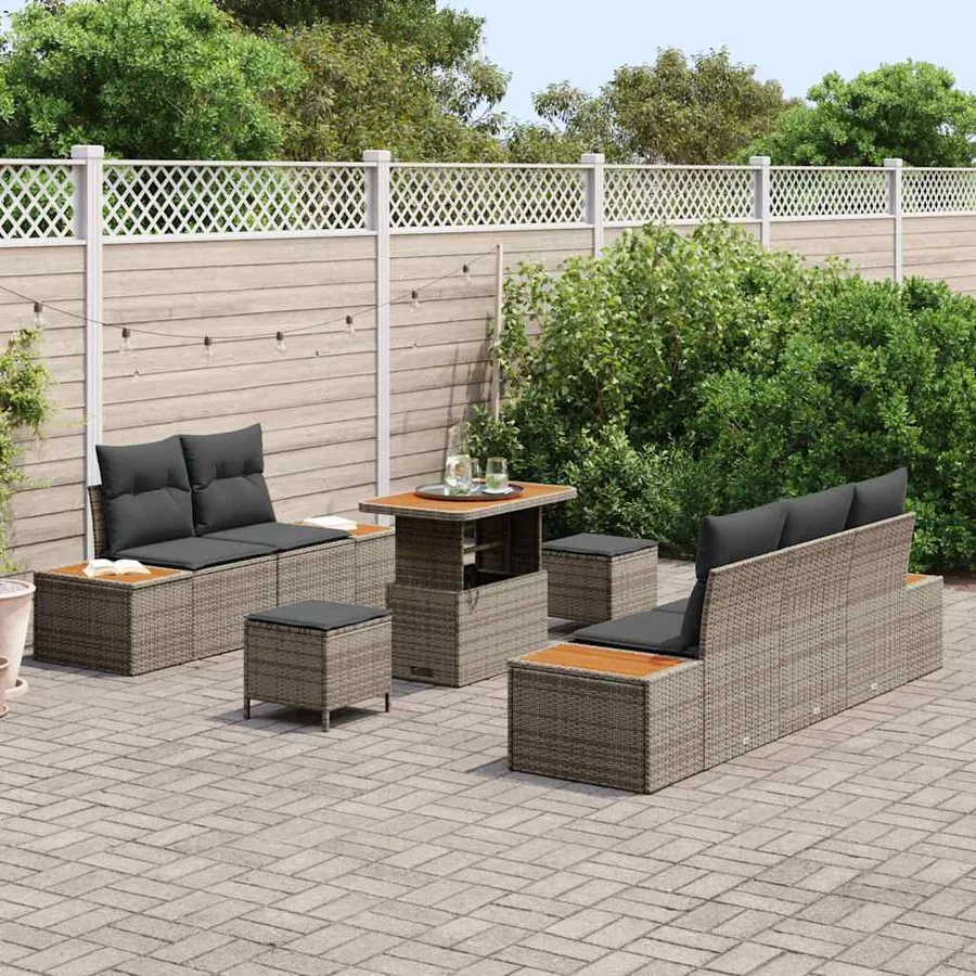 Ensemble de canapé de jardin 8 pcs Gris clair et gris foncé - 3