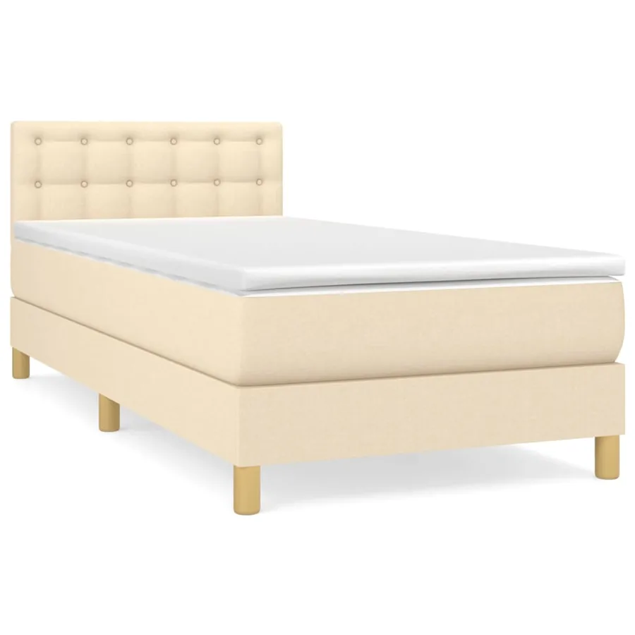 Sommier à lattes de lit avec matelas Crème 80x200 cm Tissu - 2