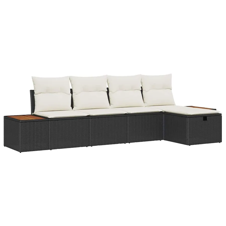 Ensemble de canapé de jardin 5 pcs Noir Poly rotin - 2