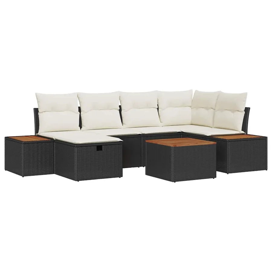 Ensemble de canapé de jardin 7 pcs Noir 55 x 62 x 69 cm - 2