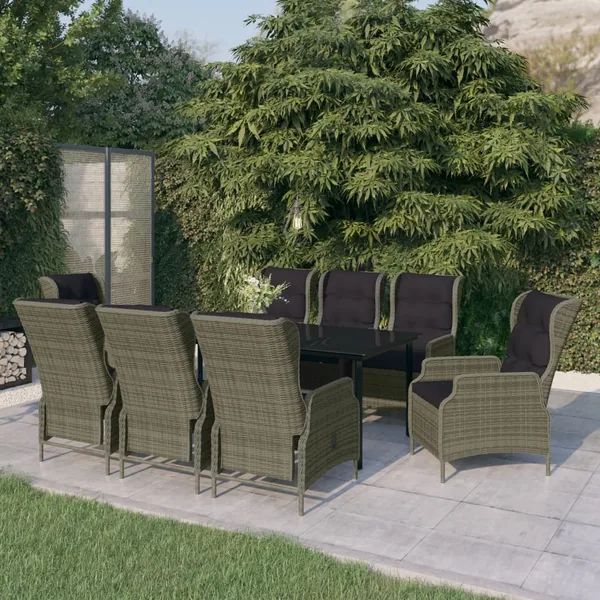 Ensemble à manger de jardin 9 pcs Marron