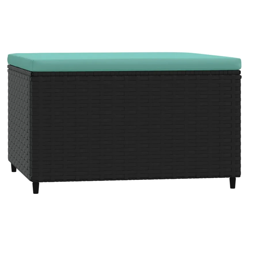 Repose-pieds de jardin et coussins lot de 2 noir résine tressée - 5
