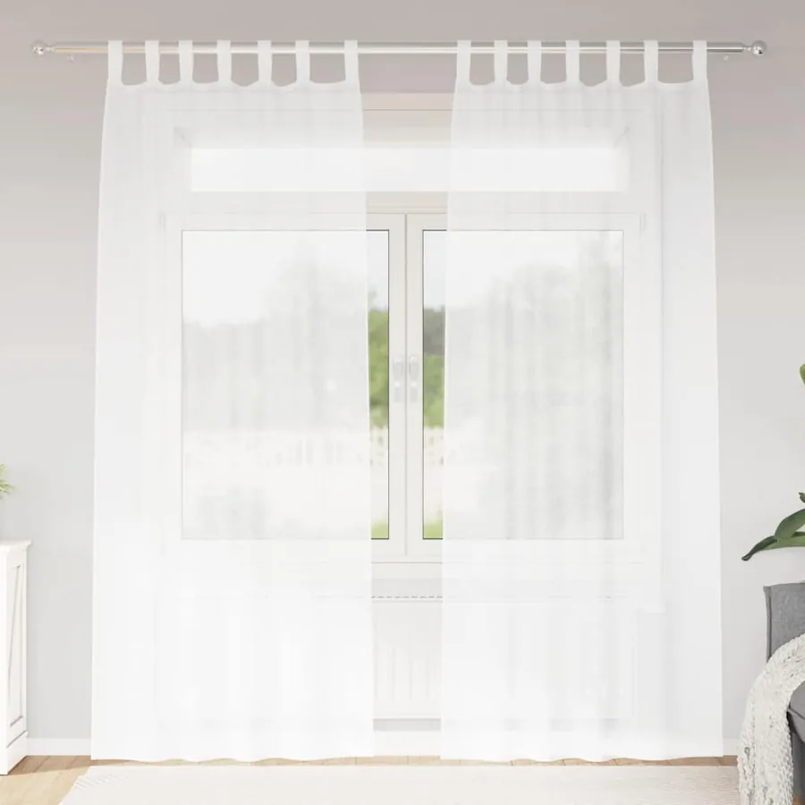 Rideau en Voile 2 pcs Blanc 260 x 140 cm Polyester