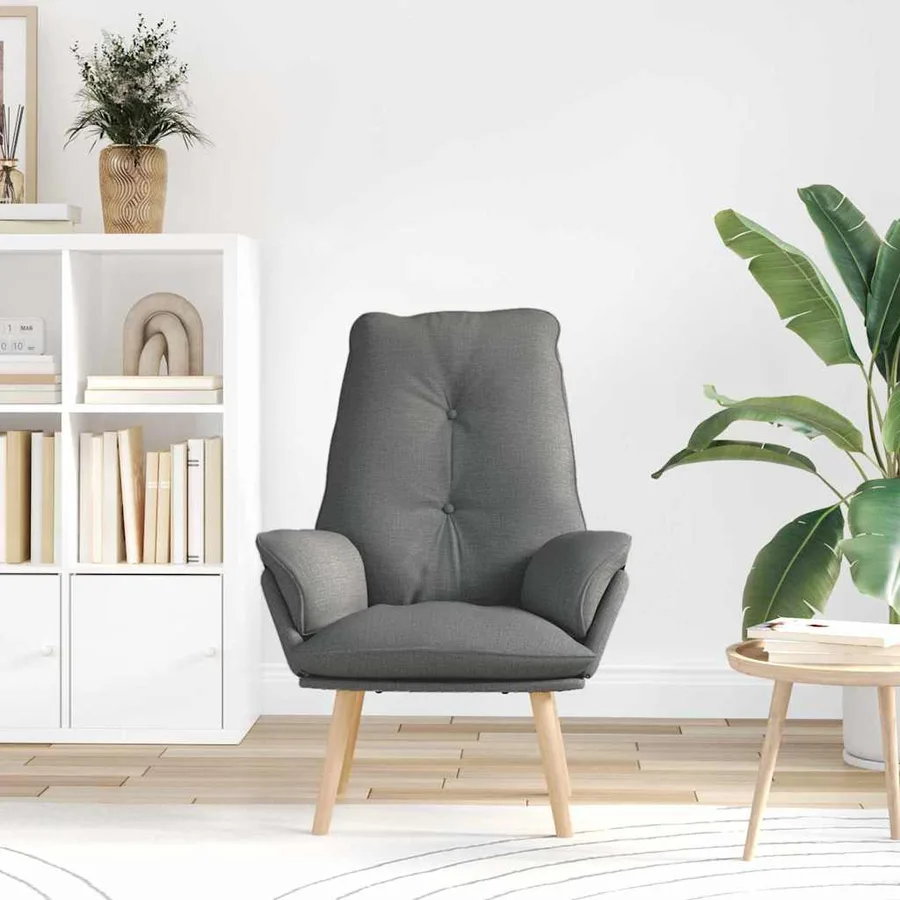 fauteuil Gris foncé 69 x 74 x 93 cm Tissu et Contreplaqué - 3