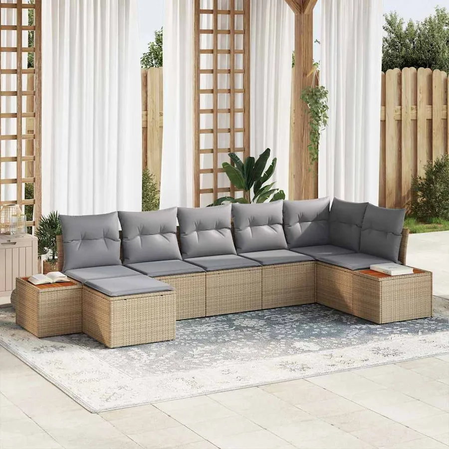 Ensemble de canapé de jardin 8 pcs Beige et Gris clair