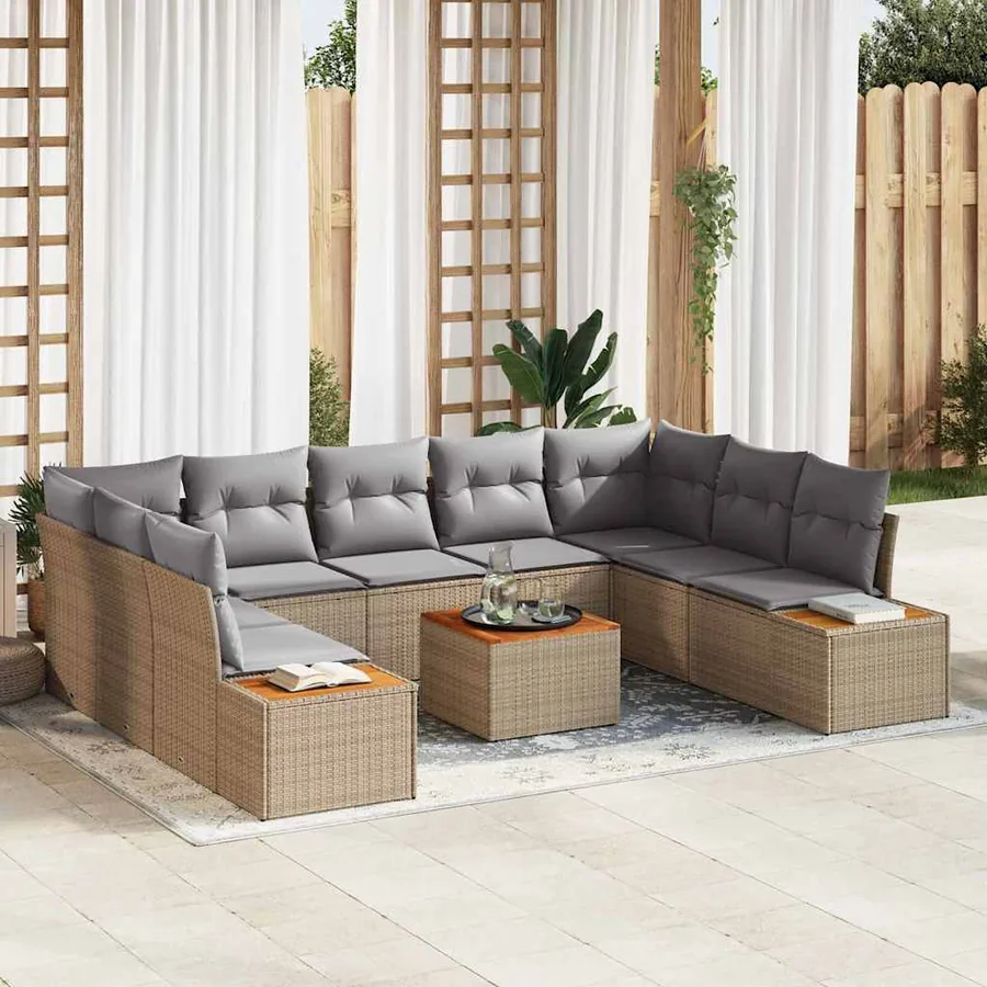 Ensemble de canapé de jardin 5 pcs Beige et Gris clair