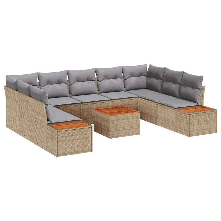 Ensemble de canapé de jardin 5 pcs Beige et Gris clair - 2