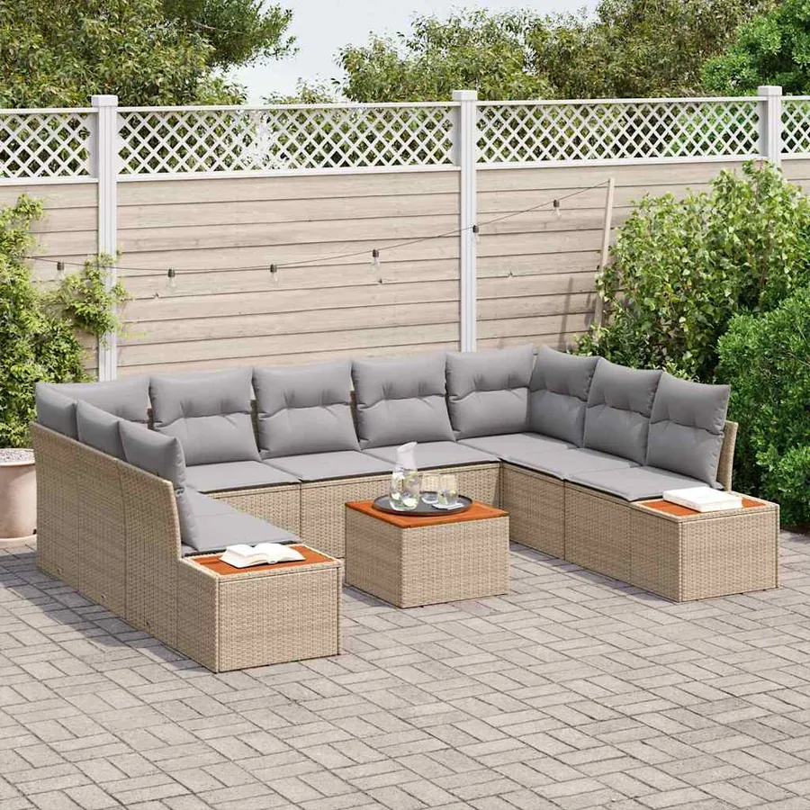 Ensemble de canapé de jardin 5 pcs Beige et Gris clair - 3