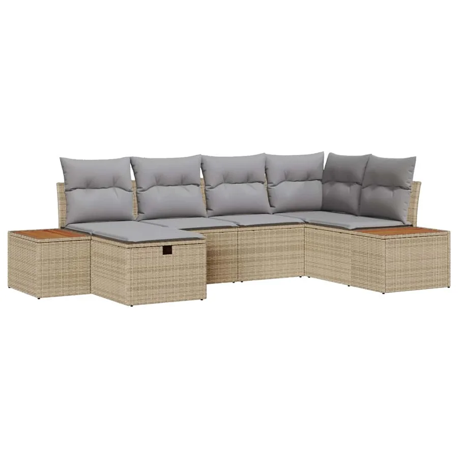 Ensemble de canapé de jardin avec coussin Beige polyrotin - 2