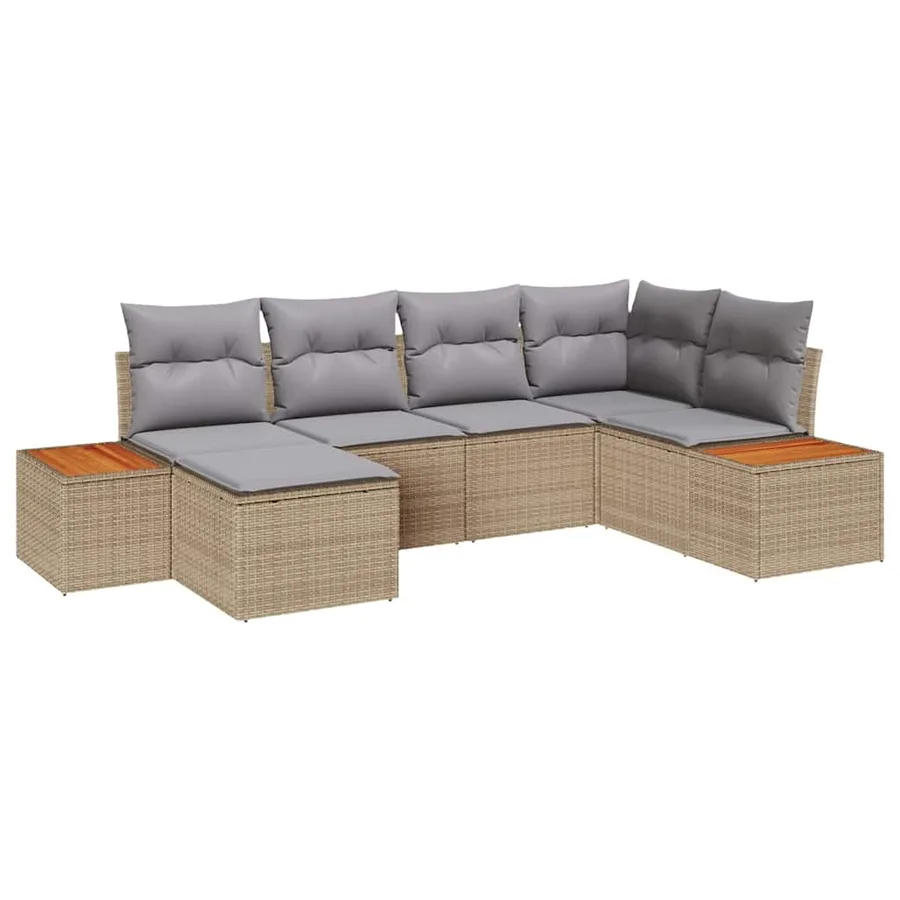 Ensemble de canapé de jardin 7 pcs Beige et Gris clair - 2