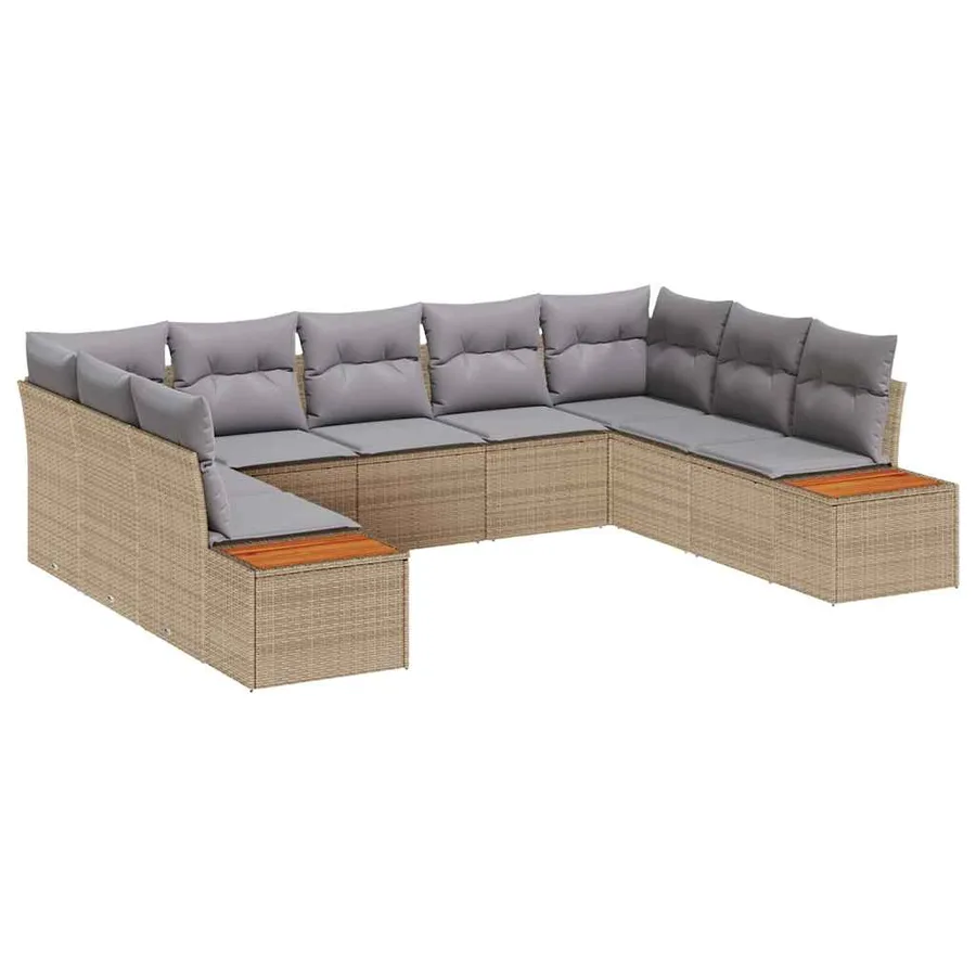 Ensemble de canapé de jardin 5 pcs Beige et Gris clair - 2