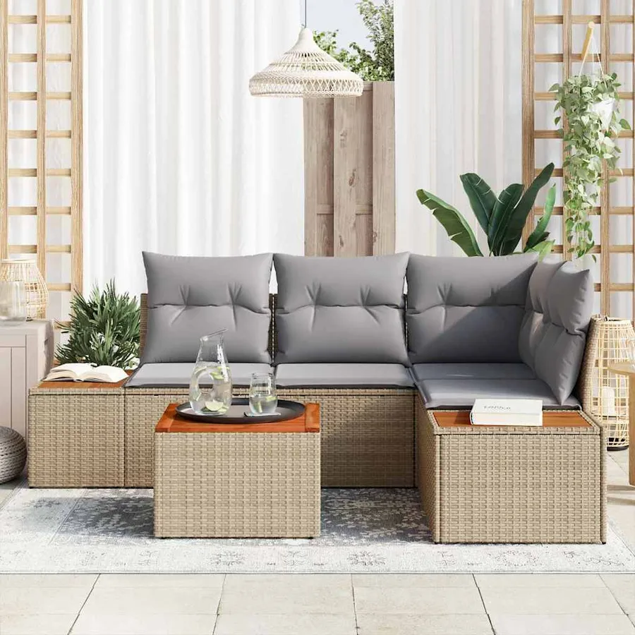 Ensemble de canapé de jardin 4 pcs Beige et Gris clair - 3