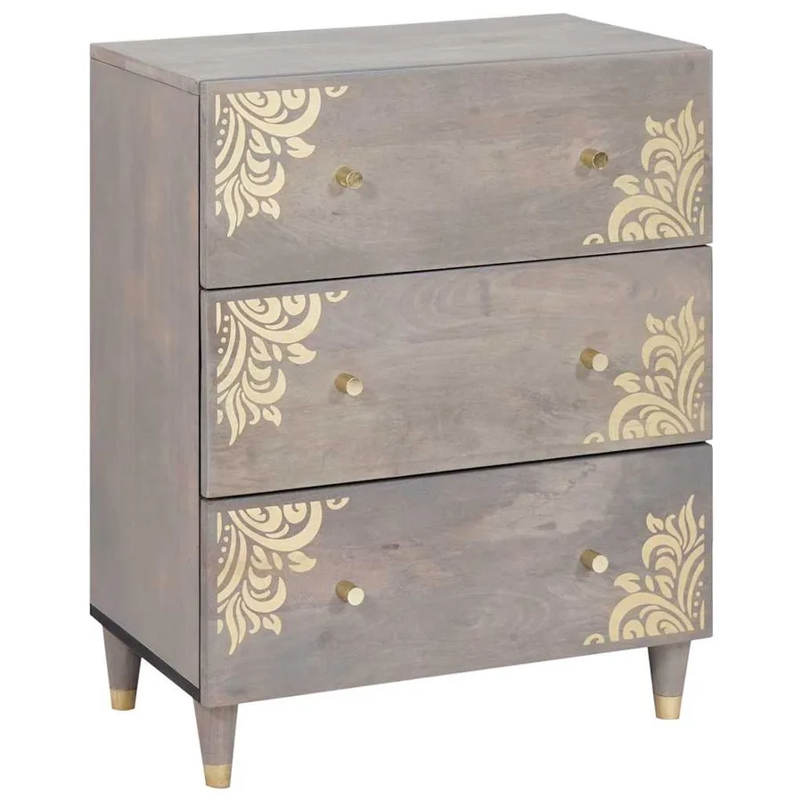 Buffet 2 pcs Gris 60 x 33 x 75 cm Bois de mangue massif - 3