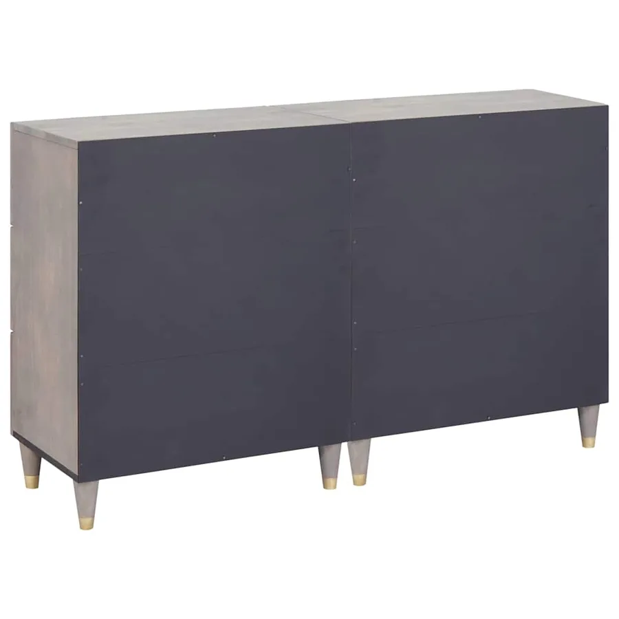 Buffet 2 pcs Gris 60 x 33 x 75 cm Bois de mangue massif - 6