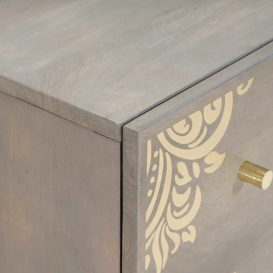 Buffet 2 pcs Gris 60 x 33 x 75 cm Bois de mangue massif - 7