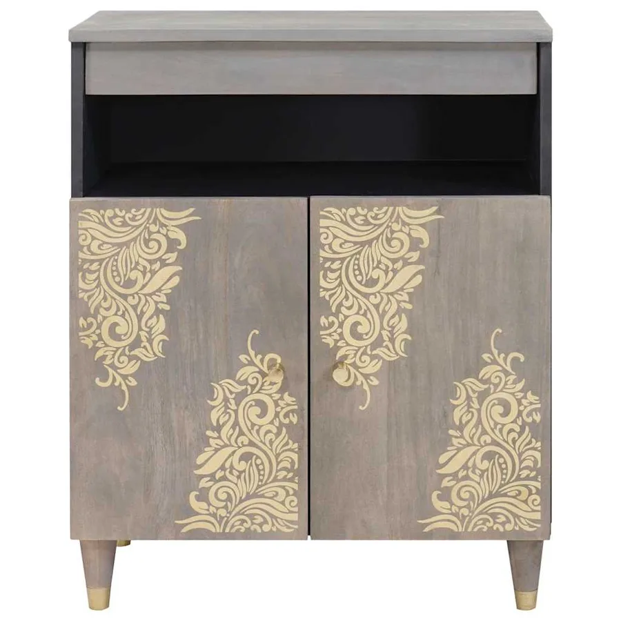Buffet Gris et or 60 x 33 x 75 cm Bois de mangue massif - 3