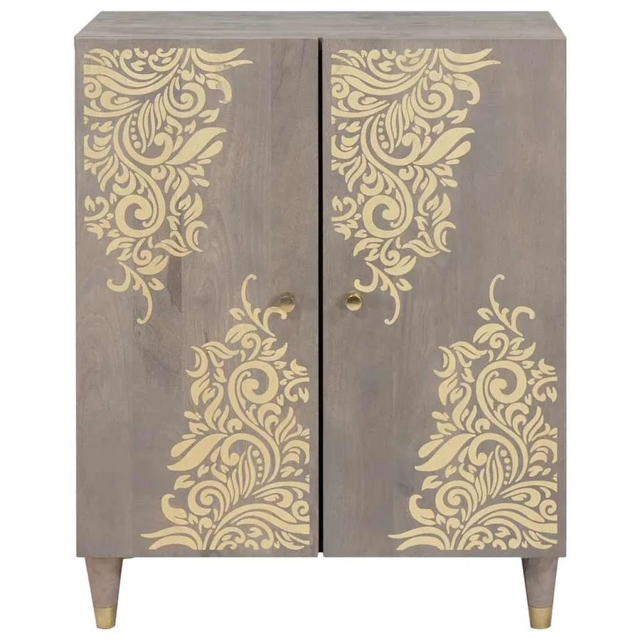 Buffet Gris et or 60 x 33 x 75 cm Bois de mangue massif - 3